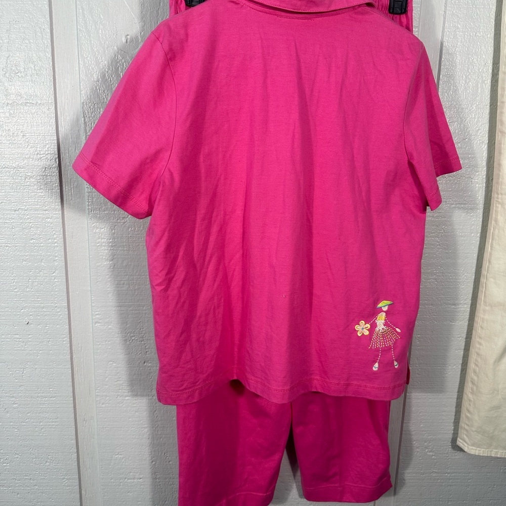 Marshall Russo  Vintage Pink Short Sleeve Capri Set Size M EUC - Picture 11 of 12